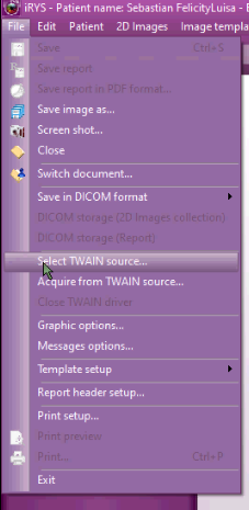 Select TWAIN source menu